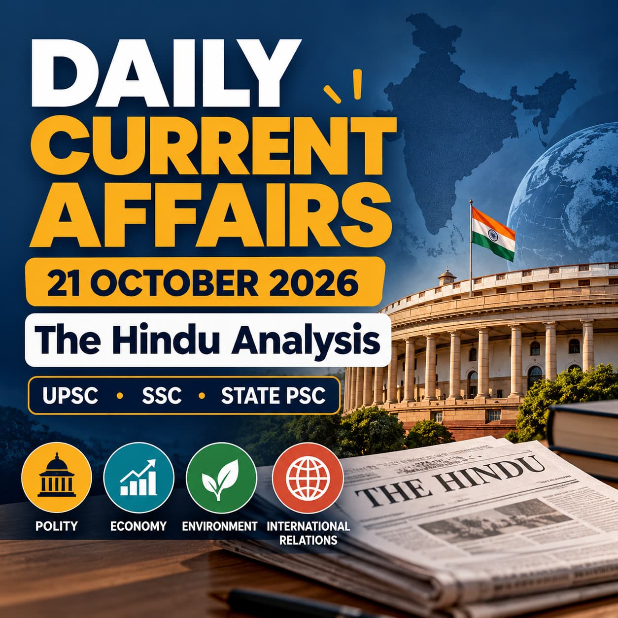 Daily Current Affairs 21 October 2026: The Hindu Analysis for UPSC, SSC and State PSC